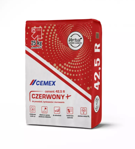 Cement Cemex 42,5 R w czerwonym worku 25 kg