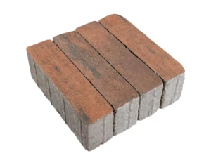 Kostka brukowa Metrik 8x28x7cm cement biały mini faza postarzany Korten grafitowo-brązowo-pomarańczowy Polbruk