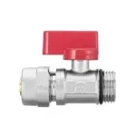 Zawór kulowy mini PEX z dławikiem 1/2" z gwintem zewnętrznym x16, czerwony