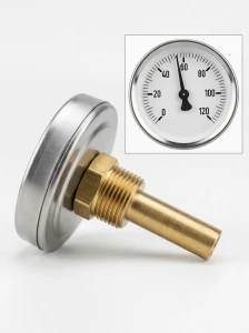 Termometr bimetaliczny zegarowy 63mm, czujnik tylny do instalacji C.O.