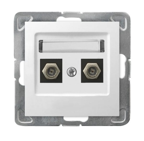 Gniazdo antenowe typu F podwójne Ospel Impresja - GPA-2YF/m/00 białe