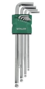 Zestaw długich kluczy sześciokątnych  z kulką 9el. Stalco S-48366