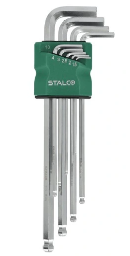Zestaw długich kluczy sześciokątnych  z kulką 9el. Stalco S-48366