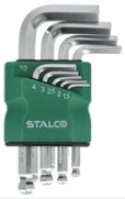 Zestaw krótkich  kluczy sześciokątnych  z kulką 9el. Stalco S-48368