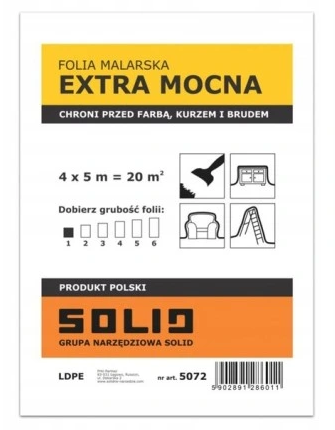 Folia malarska extra mocna  słomka Solid 4x5m