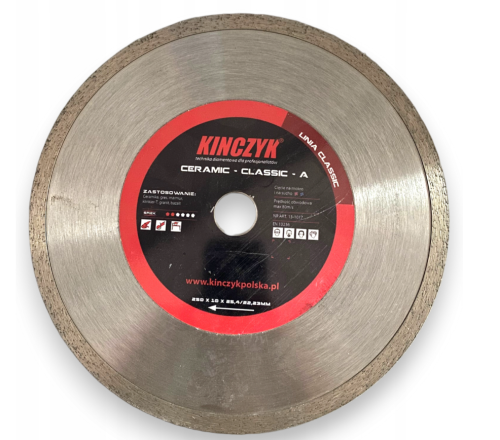 Tarcza diamentowa  ceramic classic A  Kińczyk 250x10x5,4/22,23