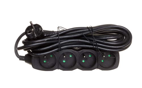 Przedłużacz 4‑gniazda z/u 5m /H05VV‑F 3G1/ czarny PC0415