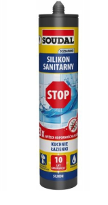 Silikon sanitarny o utwardzeniu kwaśnym STOP 280ml Soudal