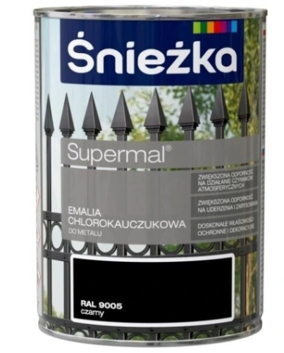 Emalia chlorokauczukowa Supermal Śnieżka 0,9l czarna