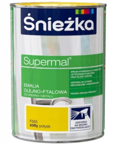 Emalia olejno-ftalowa do drewna i metalu Śnieżka Supermal F565 żółty połysk 0,8L