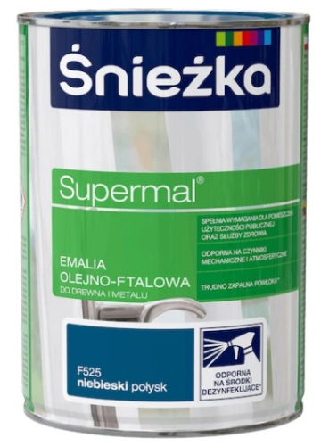 Emalia olejno-ftalowa do drewna i metalu Śnieżka Supermal 0,8L F525 Niebieski połysk