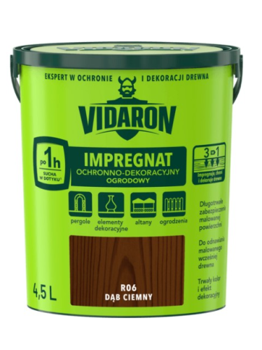 Impregnat ochronno-dekoracyjny ogrodowy powłokotwórczy Vidaron R06 ciemny dąb 4,5L