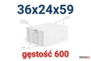 Beton komórkowy Solbet Optimal Plus 600 P+W pióro wpust 36 x 24 x 59 cm