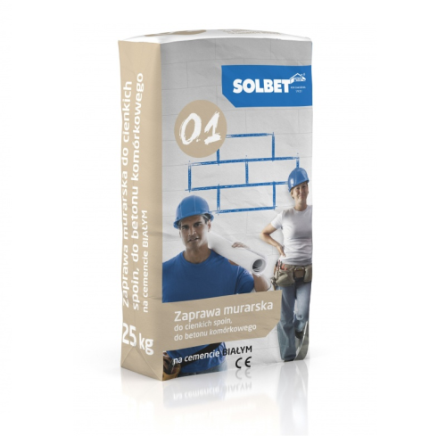 Zaprawa murarska do cienkich spoin do betonu komórkowego na cemencie białym 0.1