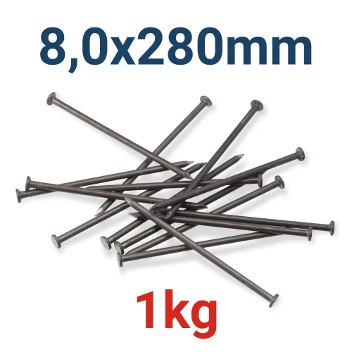Gwoździe budowlane gładkie Marcopol 8,0x280mm 1kg