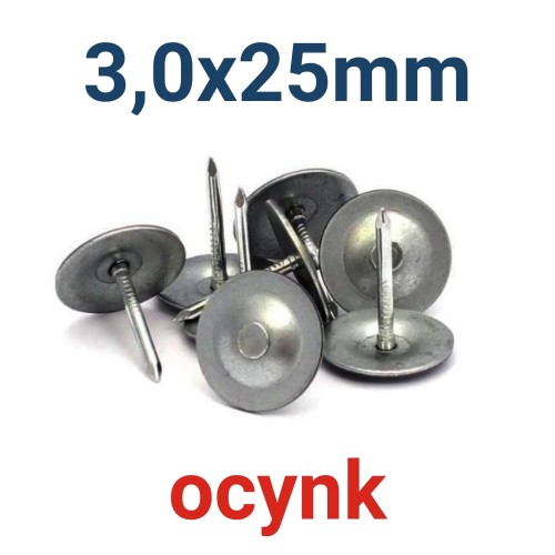 Gwoździe papowe papiaki z podkładką ocynk 3,0x25mm 1kg