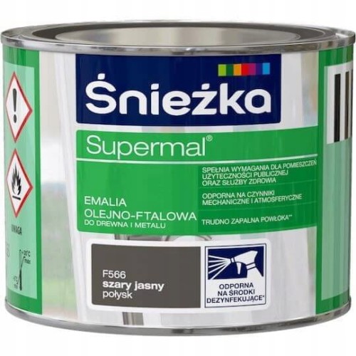 Emalia olejno-ftalowa do drewna i metalu Śnieżka Supermal F566 szary jasny połysk 0,2L.jpeg