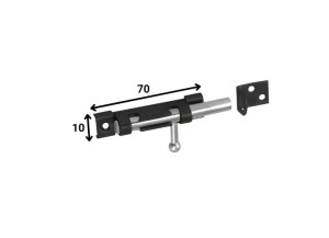 Zasuwka z okrągłym ryglem Domax WOS 70x10mm czarna duplex (85722)