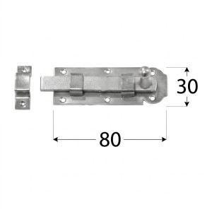 Zasuwka z ryglem Domax W 80x30x2,5mm cynk srebrny (85014)