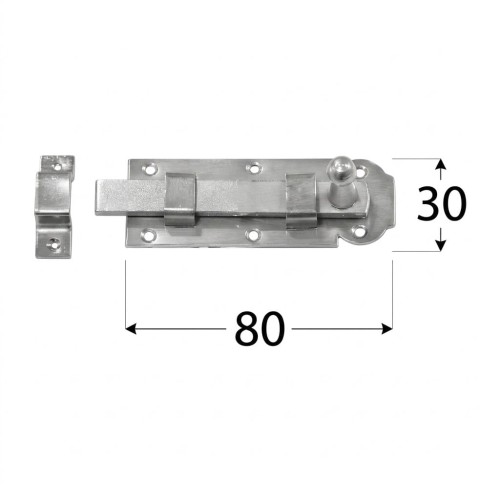 Zasuwka z ryglem Domax W 80x30x2,5mm cynk srebrny (85014)