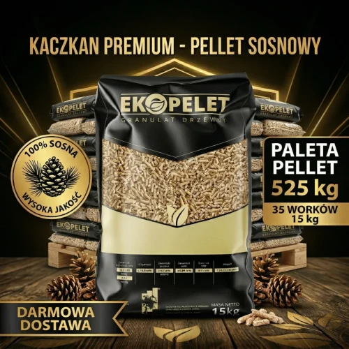 Pellet sosnowy Kaczkan Premium 8mm - 65 worków 975kg