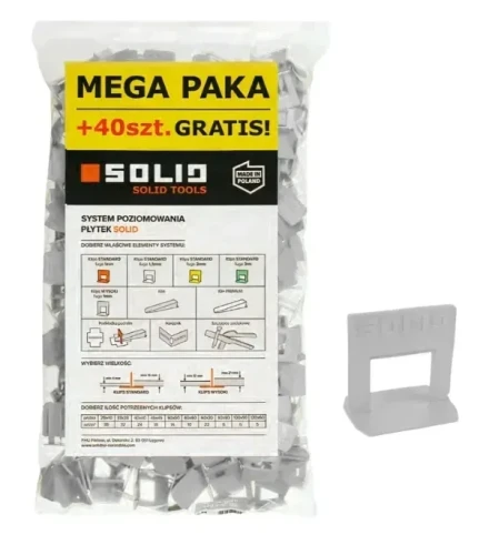 Solid system do poziomowania płytek 1,5mm klips 400+40szt (6471)