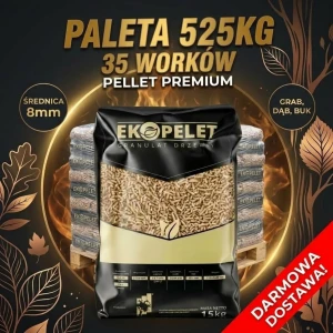Pellet drzewny Kaczkan Premium Grab Dąb Buk 6mm 35 worków 525kg