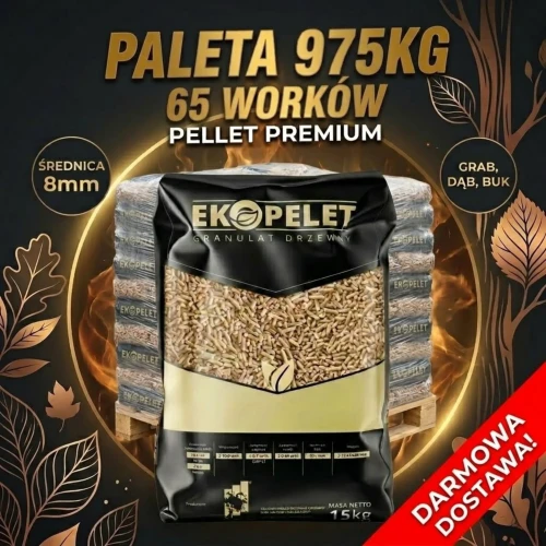 Pellet drzewny Kaczkan Premium Grab Dąb Buk 6mm 65 worków 975kg