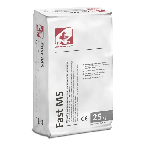 FAST MS - mineralna zaprawa szpachlowa do wyrównywania powierzchni ścian i sufitów wewnętrzno-zewnętrzna