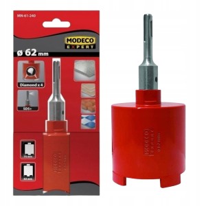 Wiertło koronowe segmentowe, korona diamentowa Modeco SDS+ 62 mm