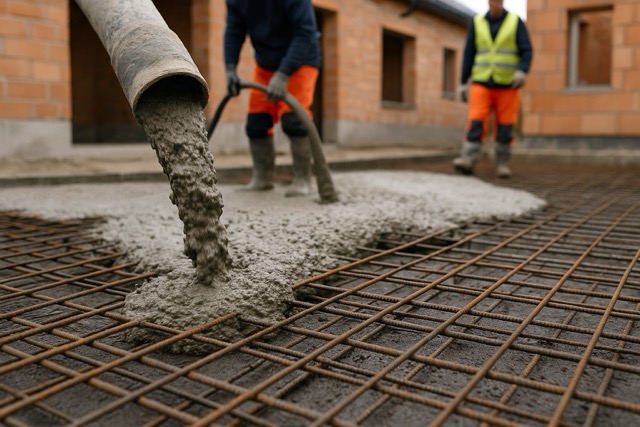 Wylewanie betonu na stal żebrowaną