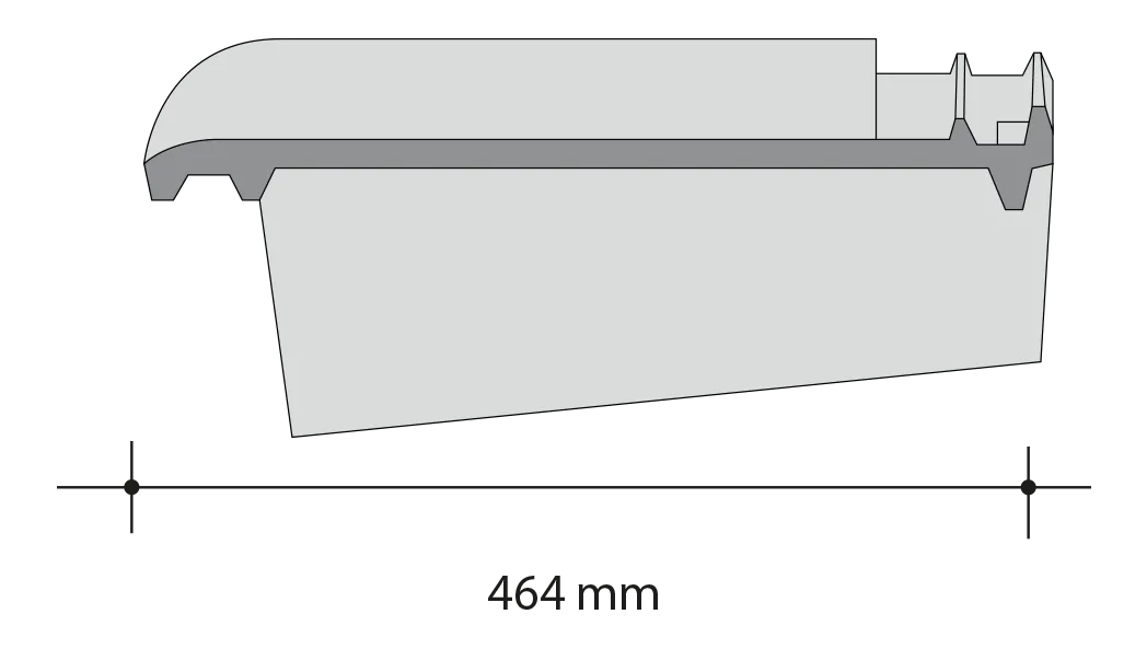 Rzut boczny dachówki Monza prawa